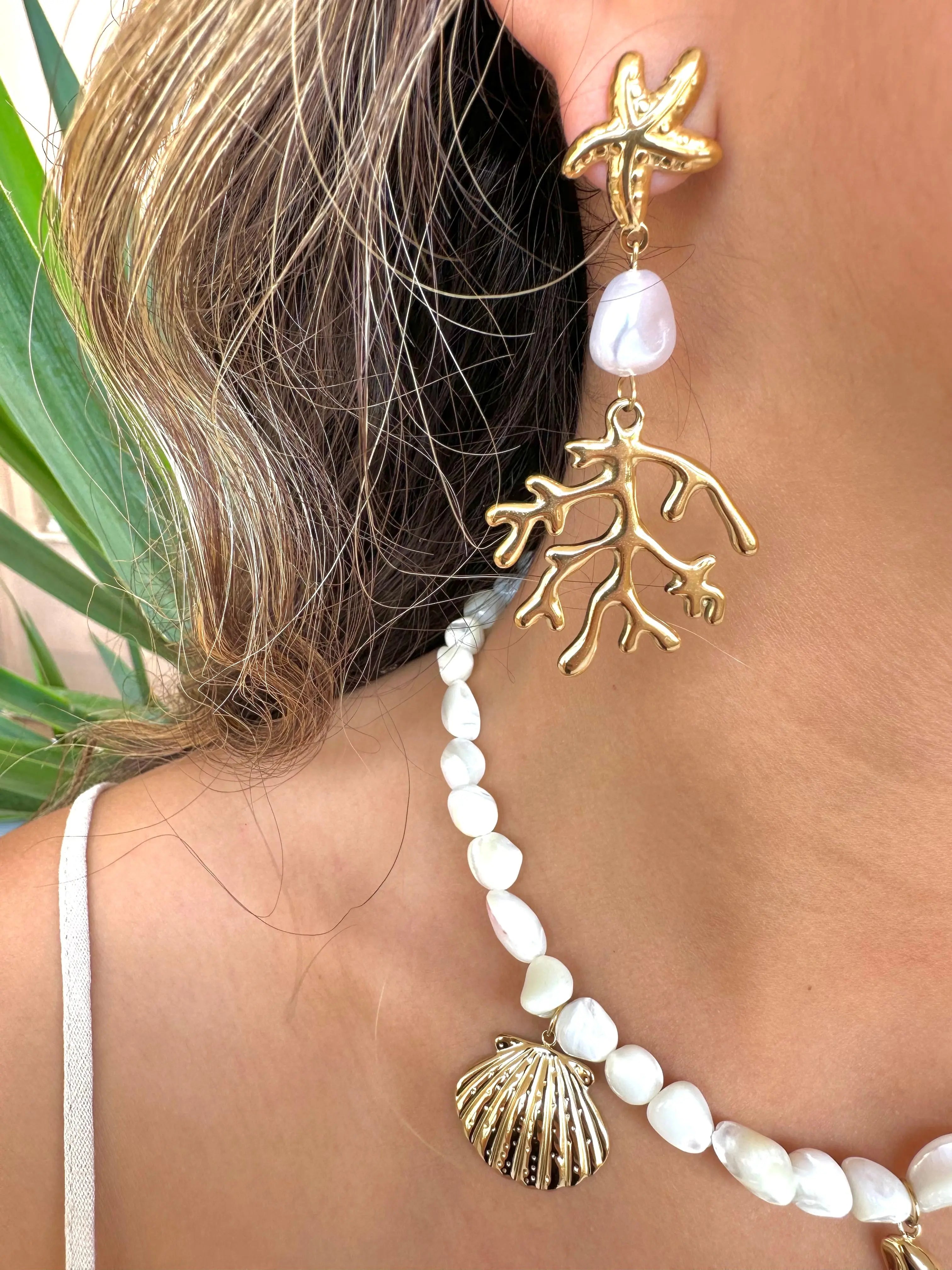 Boucles d’oreilles Corail doré MEYLICHARM JEWELRY